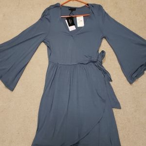 Gray faux wrap dress